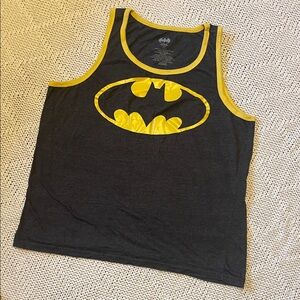 Batman DC Comics Logo Tank Top Charcoal Yellow Men’s XL
